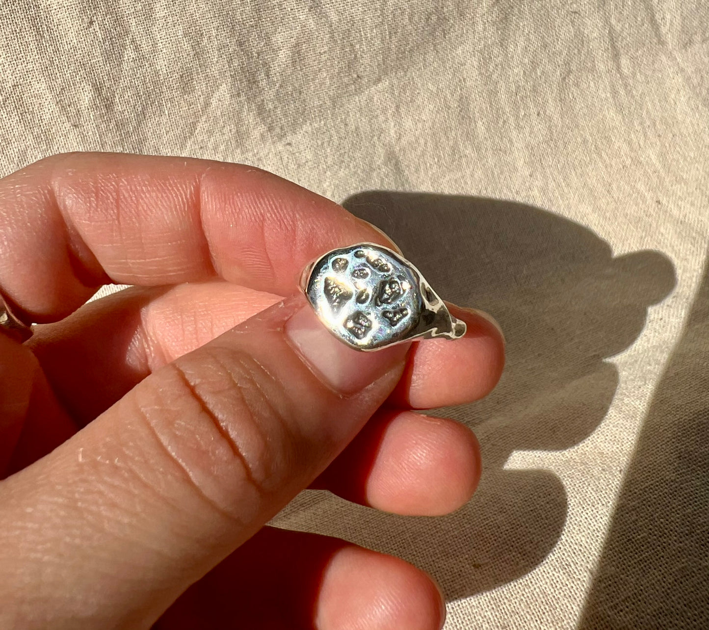 Organic Silver Signet Ring – Unisex Handmade Sterling Ring | Textured Artisan Jewellery UK