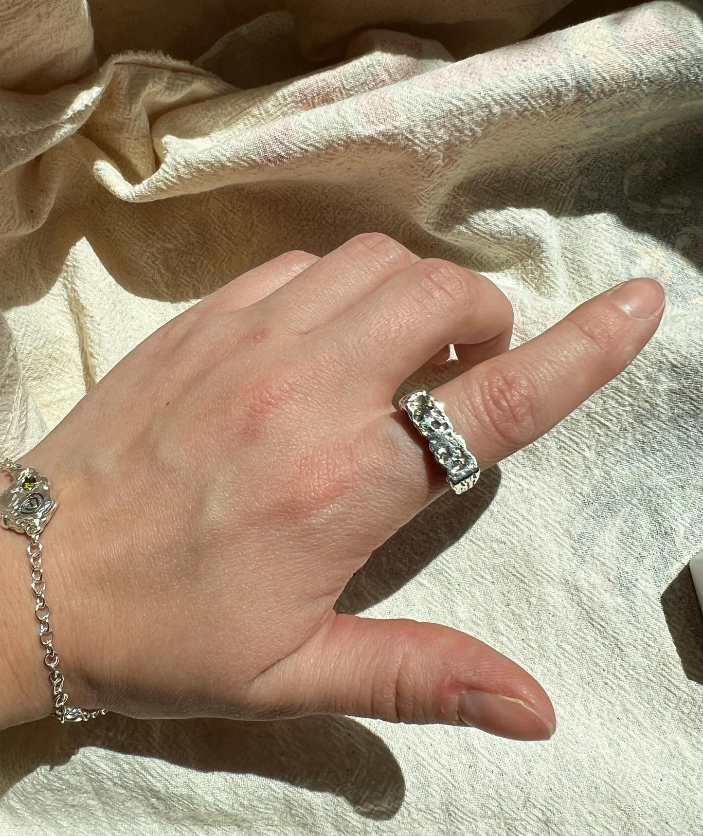 Organic Signet Ring Unisex– Handmade Sterling Silver Textured Ring | Artisan Statement Jewellery