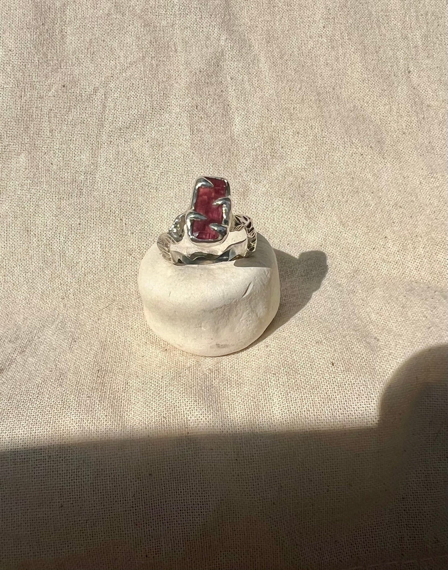 Pink Tourmaline Ring – Organic Handmade Sterling Silver