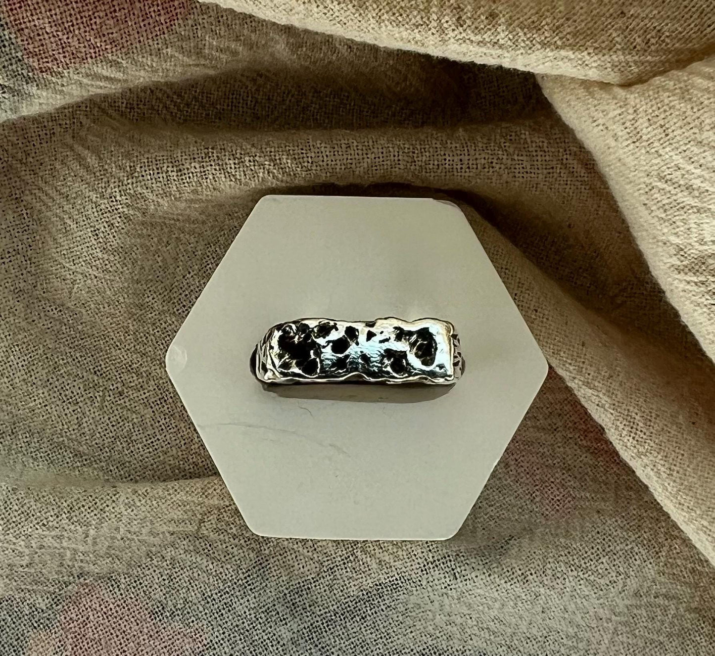 Organic Signet Ring Unisex– Handmade Sterling Silver Textured Ring | Artisan Statement Jewellery