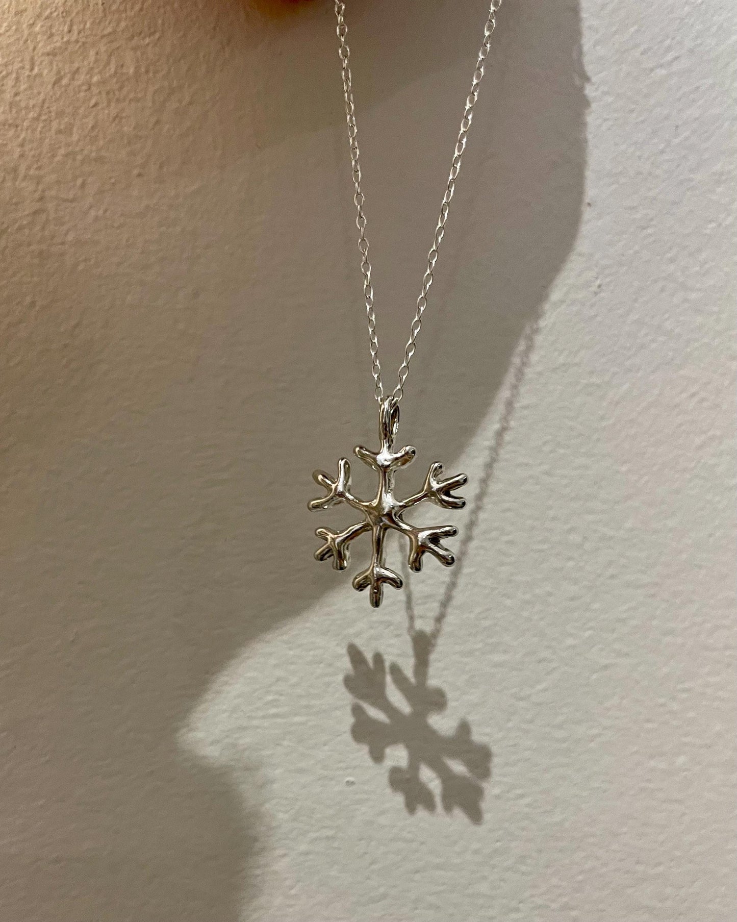 Snowflake Silver Necklace – Delicate Sterling Pendant | Winter Handmade Gift