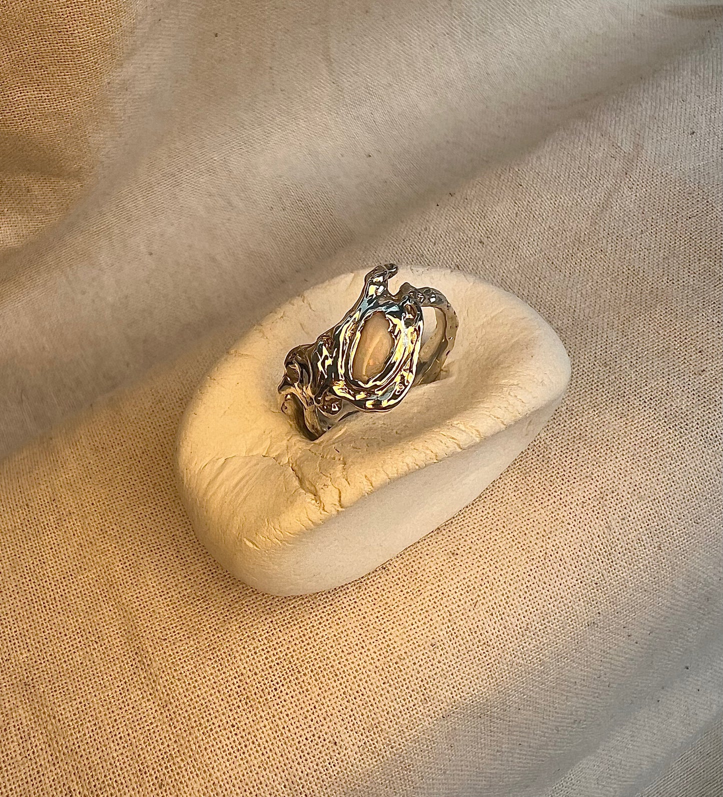 Handmade Opal Ring – Organic Sterling Silver Artisan Design | Raw Natural Australian Opal Jewellery