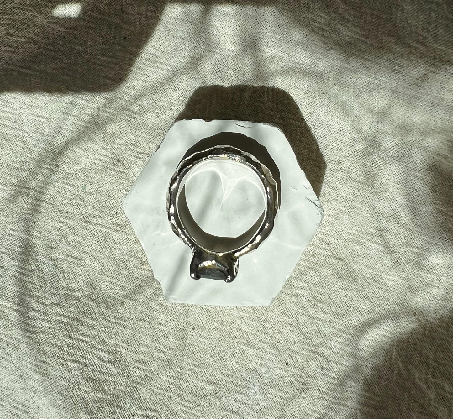 Labradorite Silver Ring – Handmade Organic Statement Ring | Textured Cliff Design