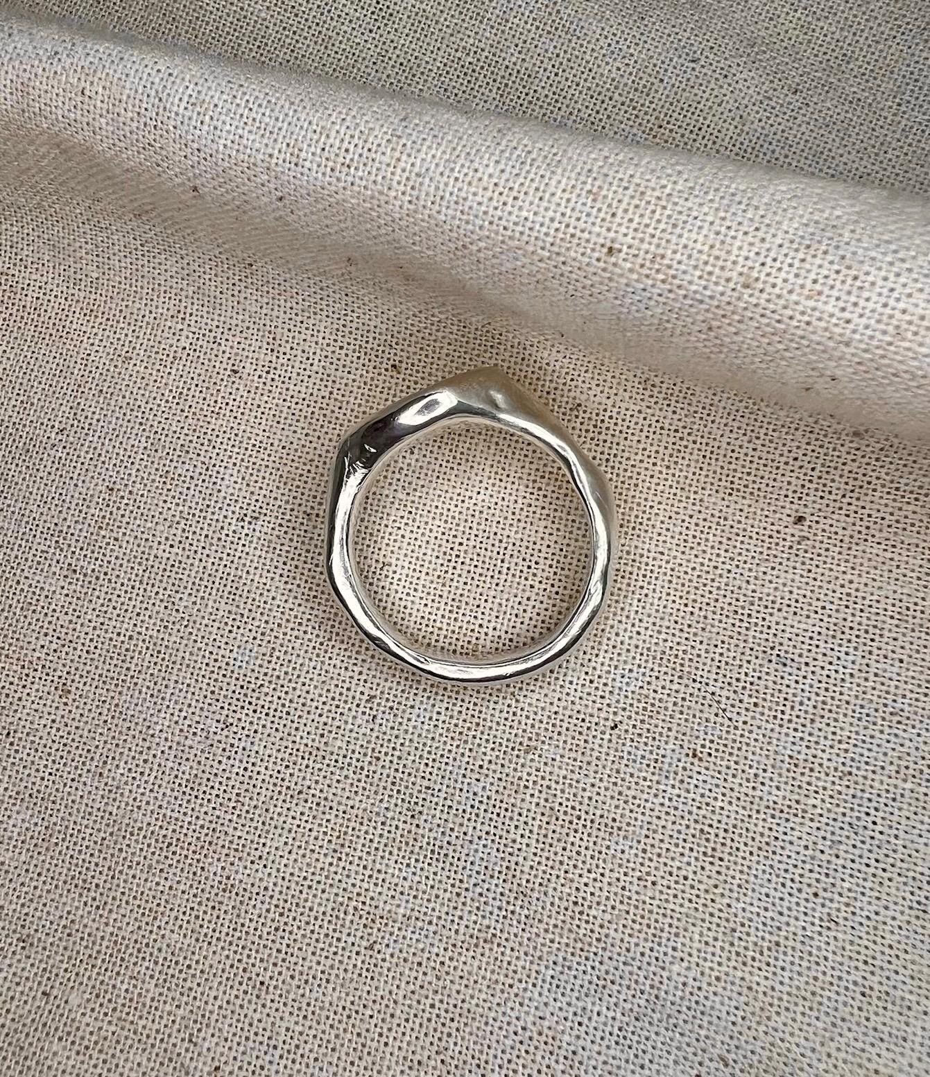Organic Silver Signet Ring – Unisex Handmade Sterling Ring | Textured Artisan Jewellery UK