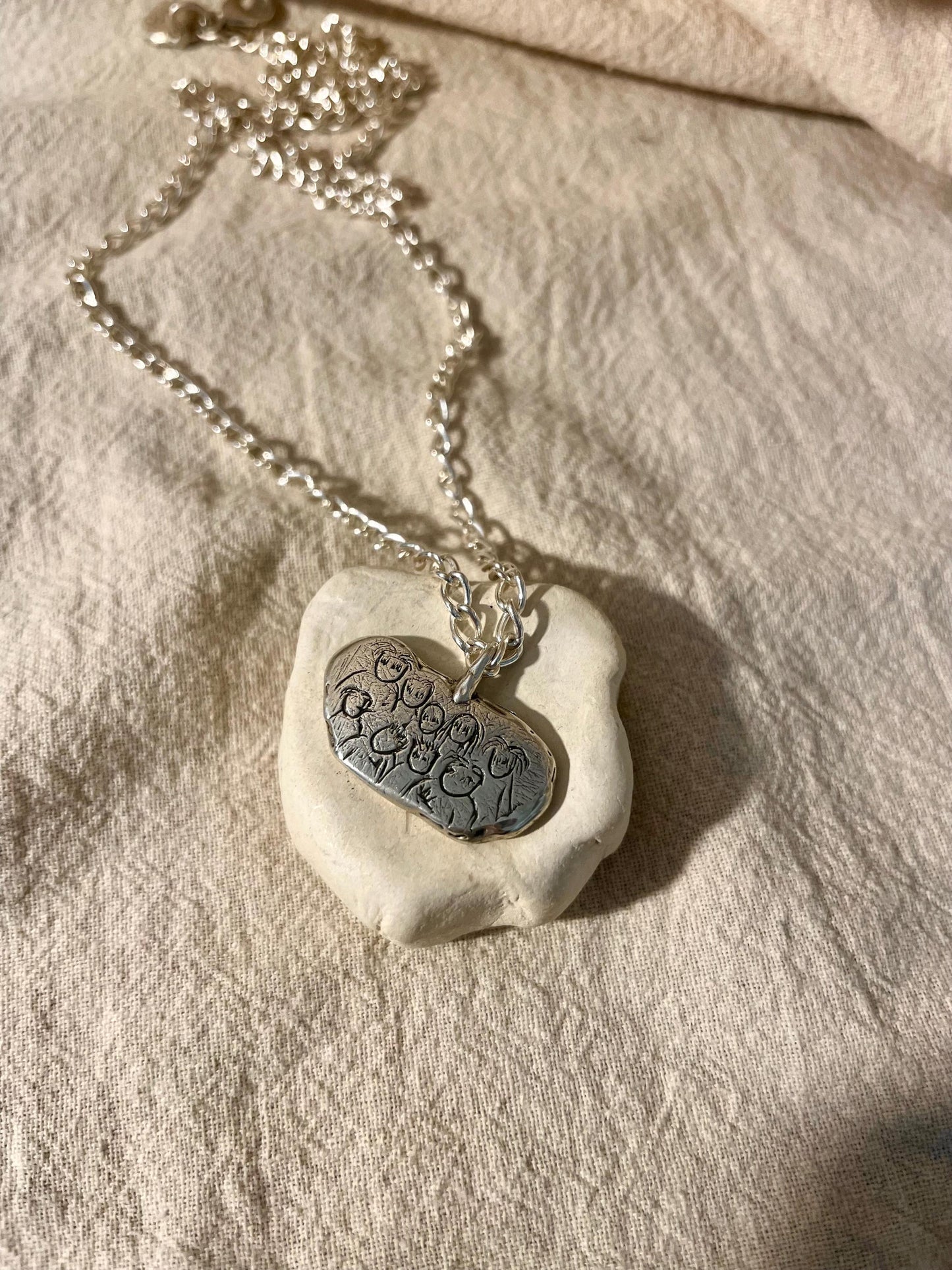 Custom Memory Pendant – Handmade Abstract Design in Sterling Silver