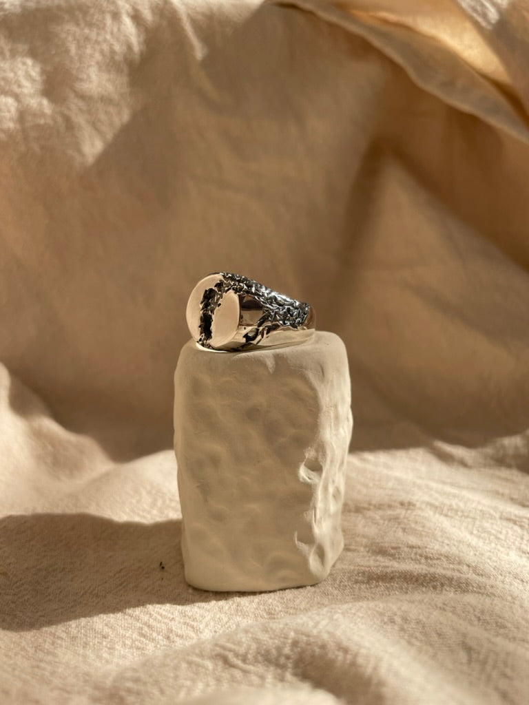 Silver Signet & Textured Rings