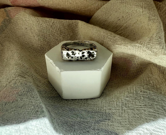 Organic Signet Ring Unisex– Handmade Sterling Silver Textured Ring | Artisan Statement Jewellery