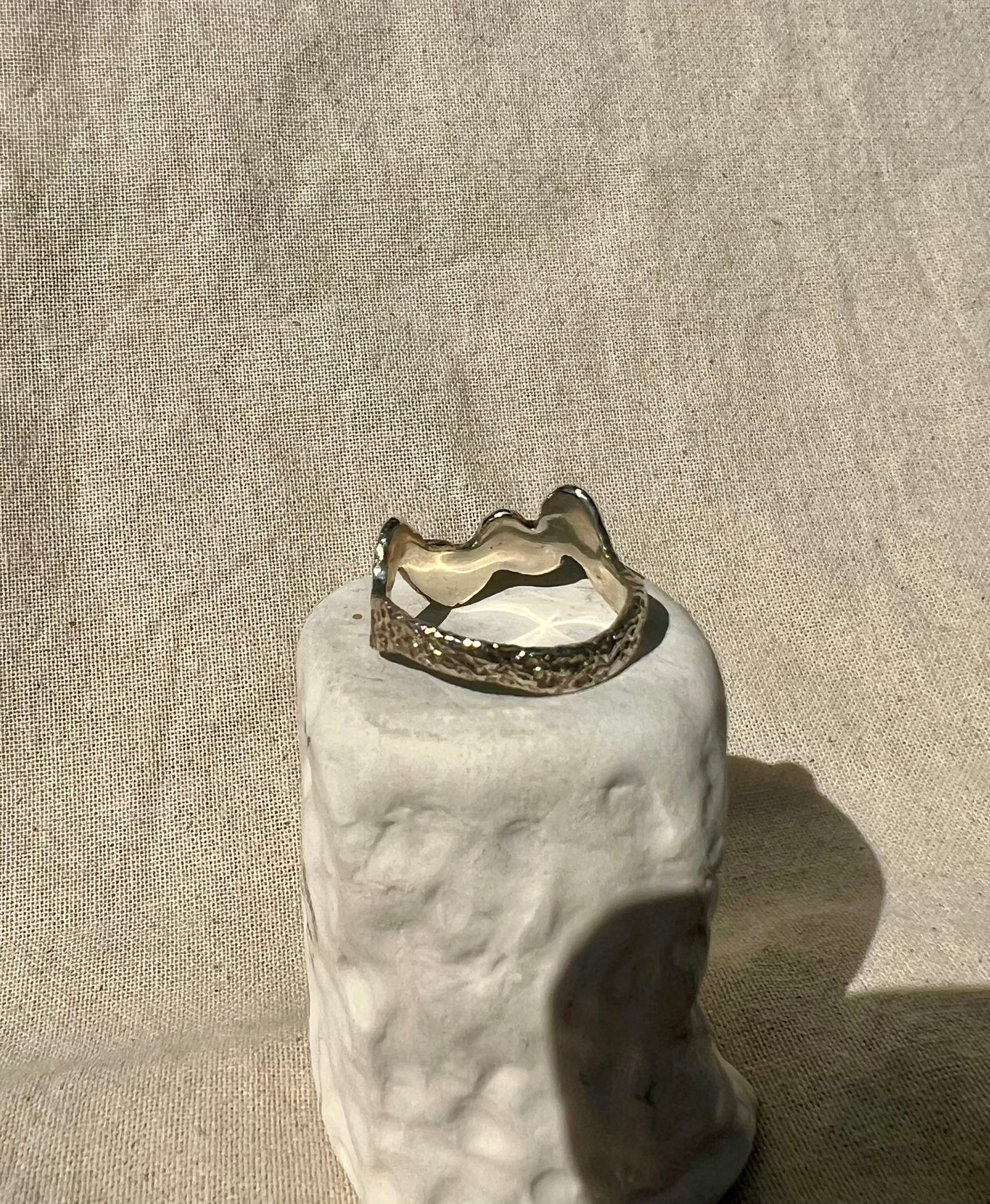 Textured Silver Band – Handmade Dune-Inspired Organic Ring | Unisex Minimalist Jewellery UK