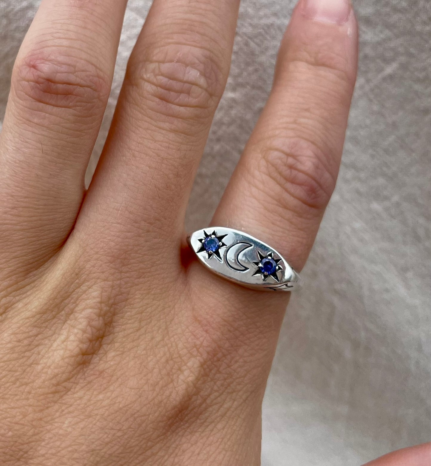 Galaxy Signet Ring - Sterling Silver - Handmade