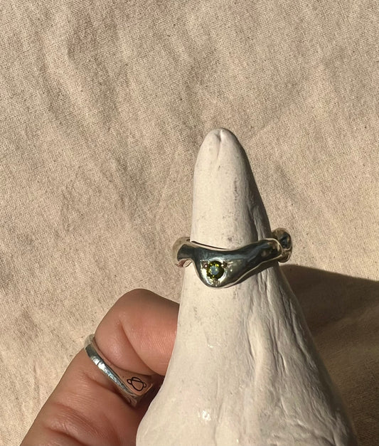 Organic Wave with Olive Green CZ