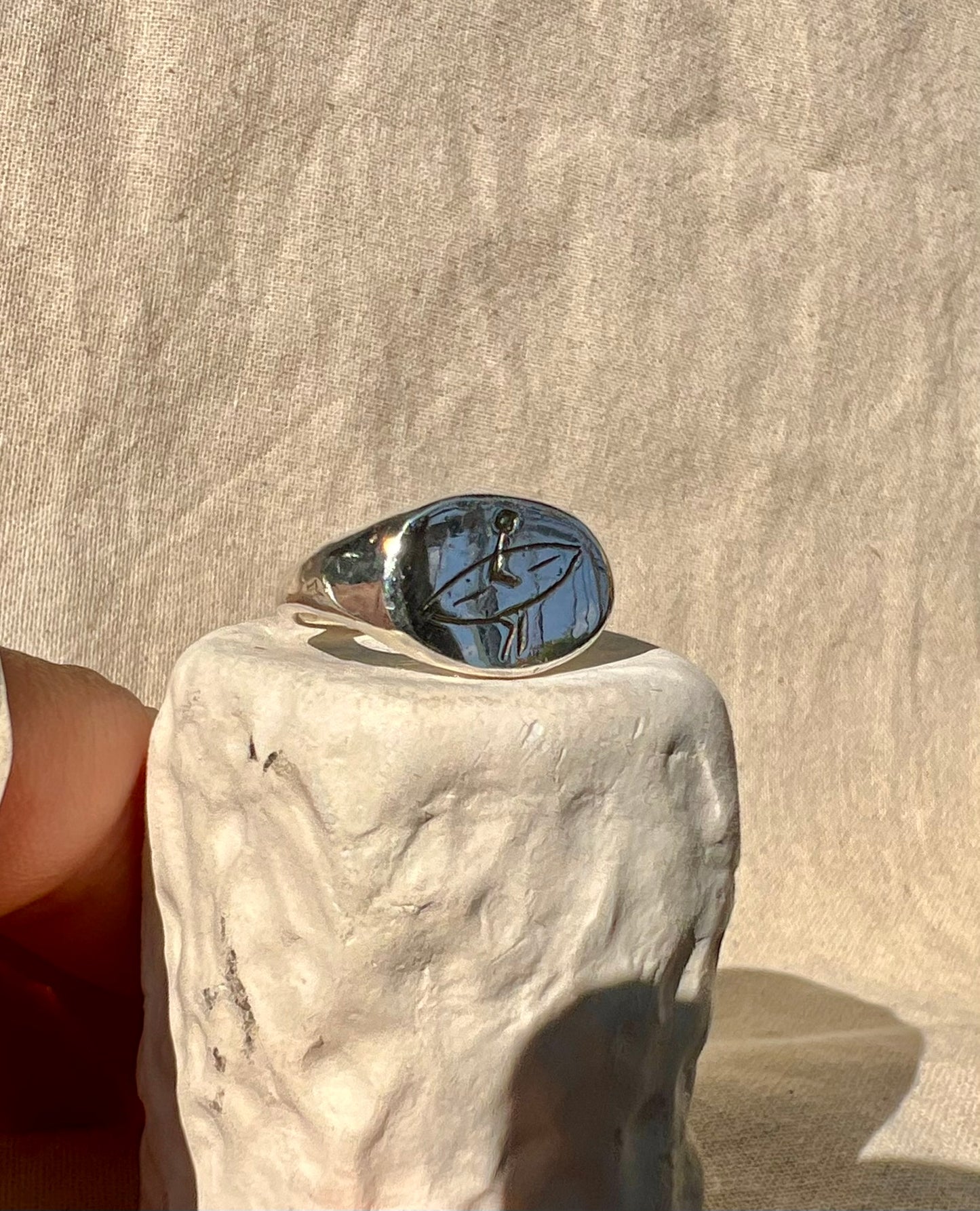 Surfer Signet Ring - Handmade in Silver - One of a Kind