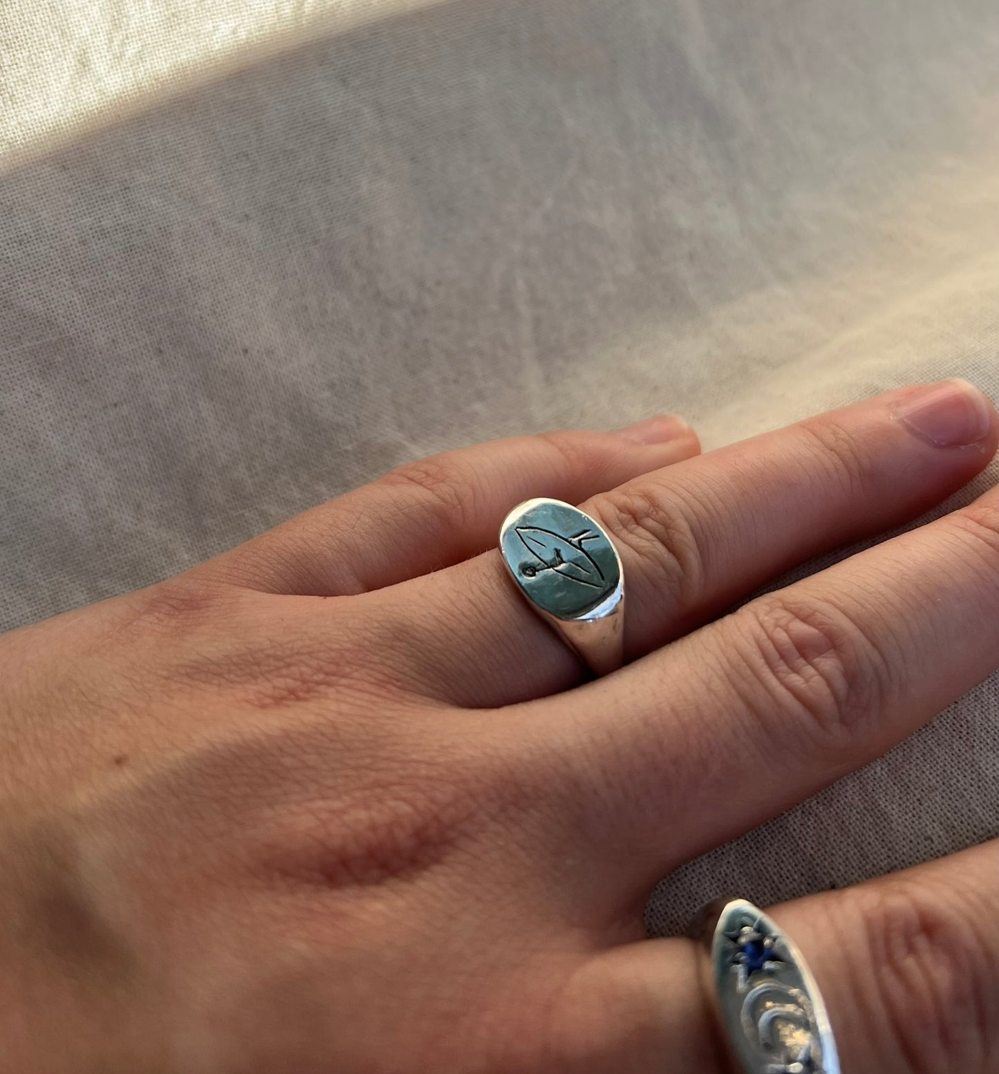 Surfer Signet Ring - Handmade in Silver - One of a Kind