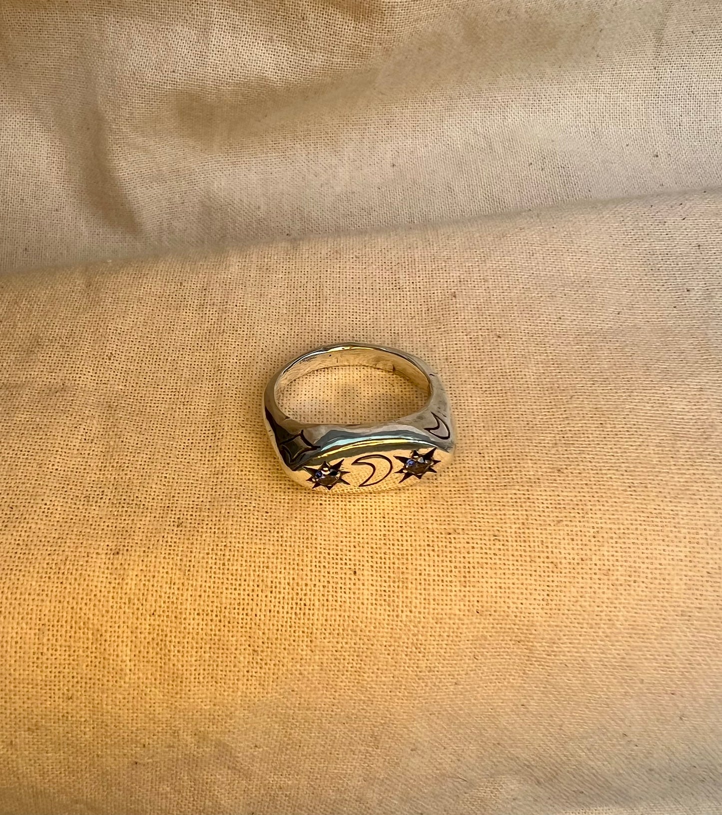 Galaxy Signet Ring - Sterling Silver - Handmade