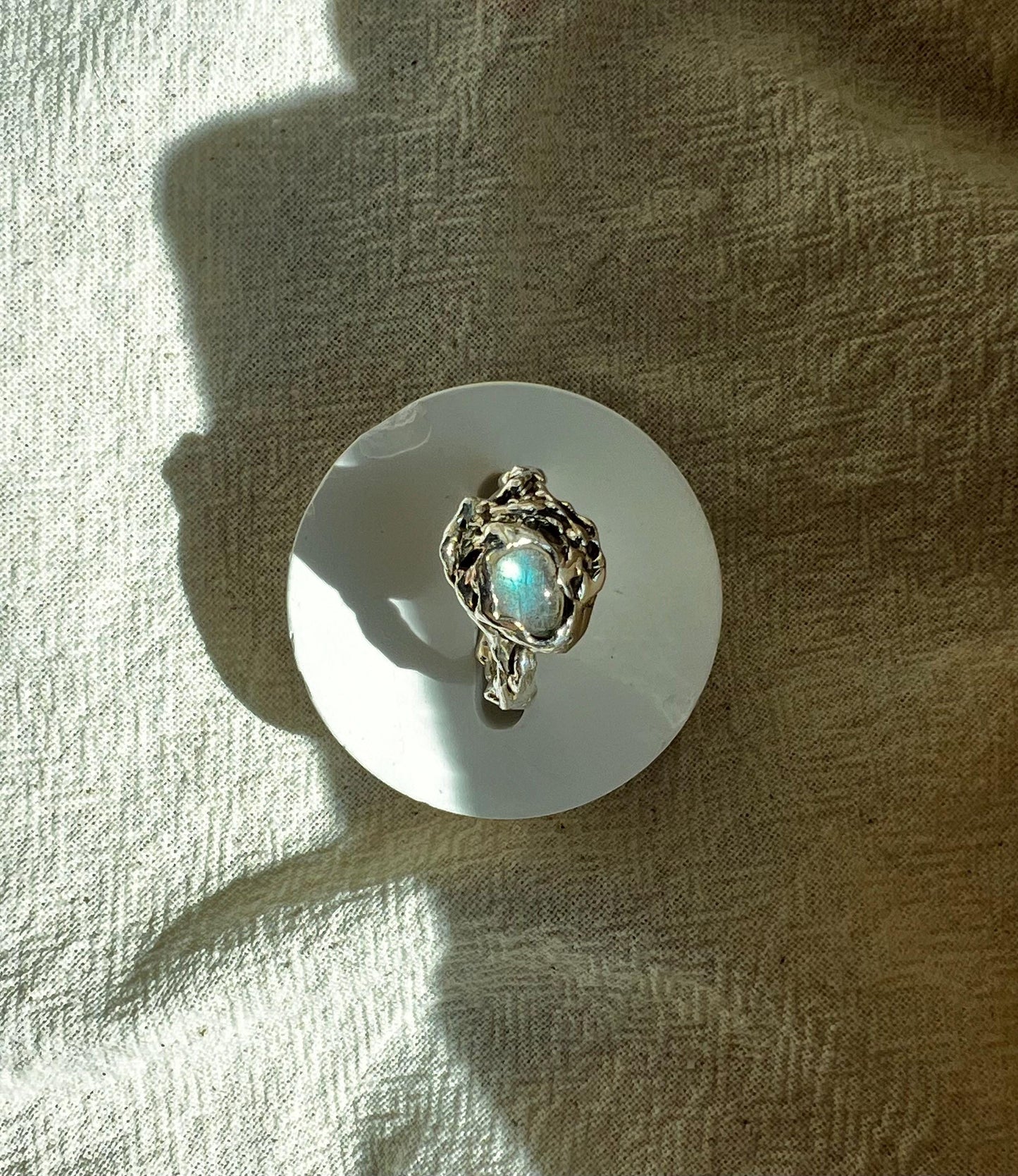 Labradorite Statement Ring – Handmade Sterling Silver Ocean-Inspired Ring | Organic Gemstone Jewellery