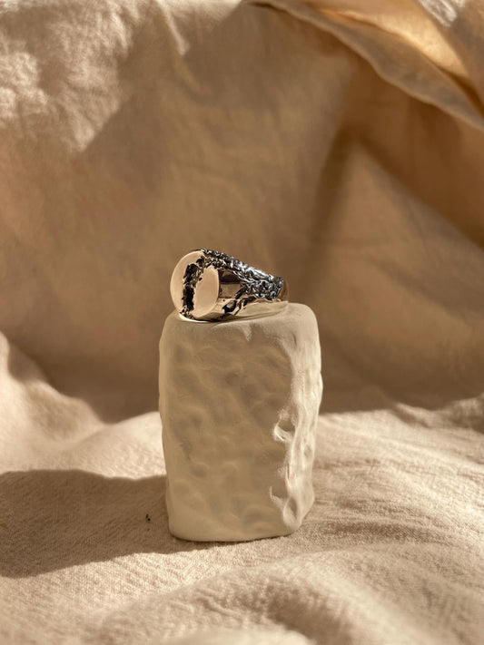 Earthquake Signet Ring – Handmade Sterling Silver Textured Ring | Brutalist Artisan Jewellery UK