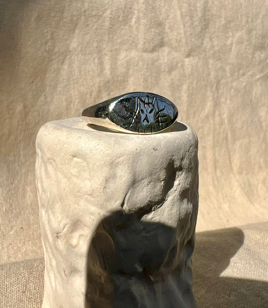 Upset Kitty Signet Ring - Handmade in Sterling Silver - One of a Kind
