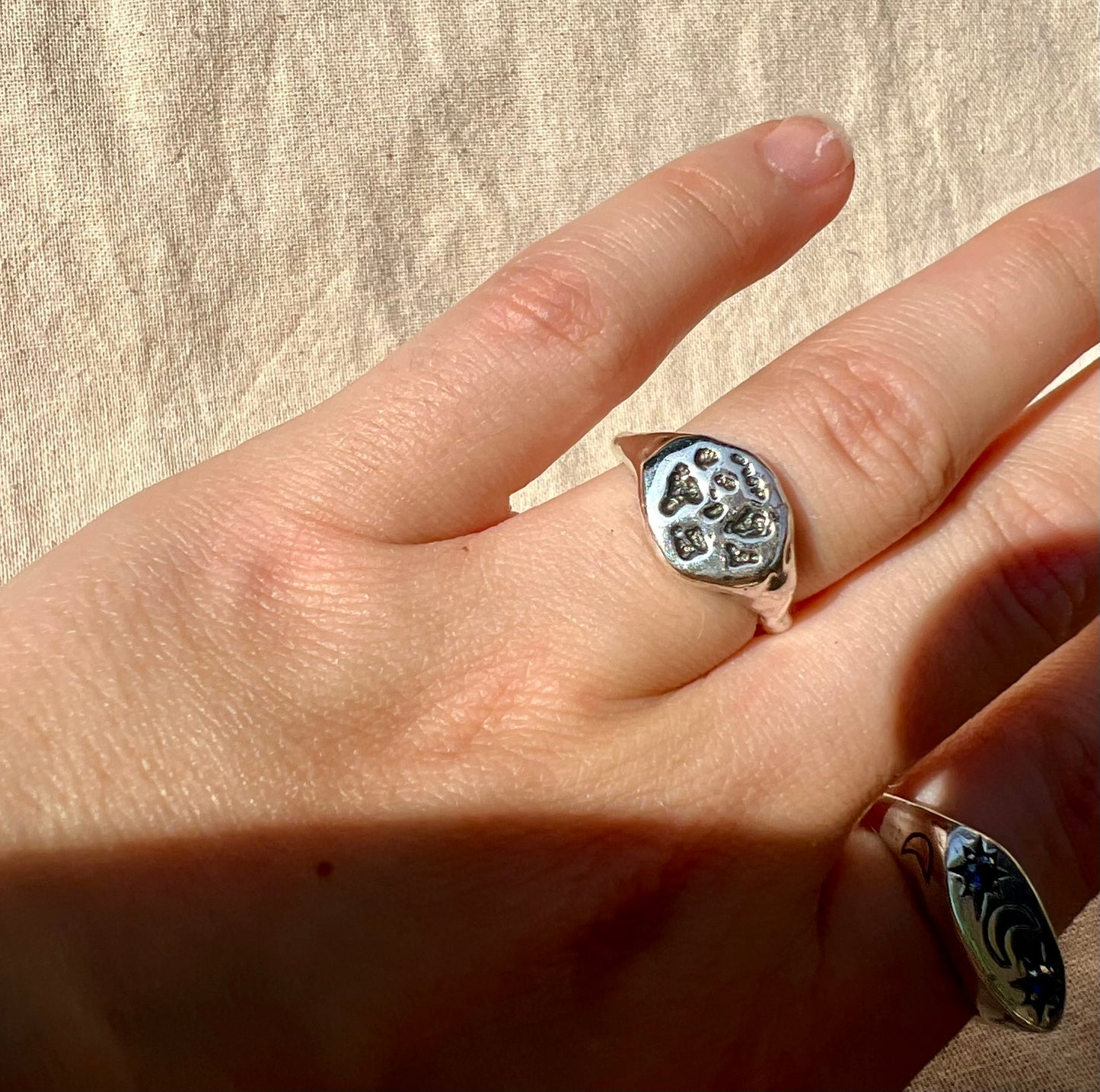 Organic Silver Signet Ring – Unisex Handmade Sterling Ring | Textured Artisan Jewellery UK