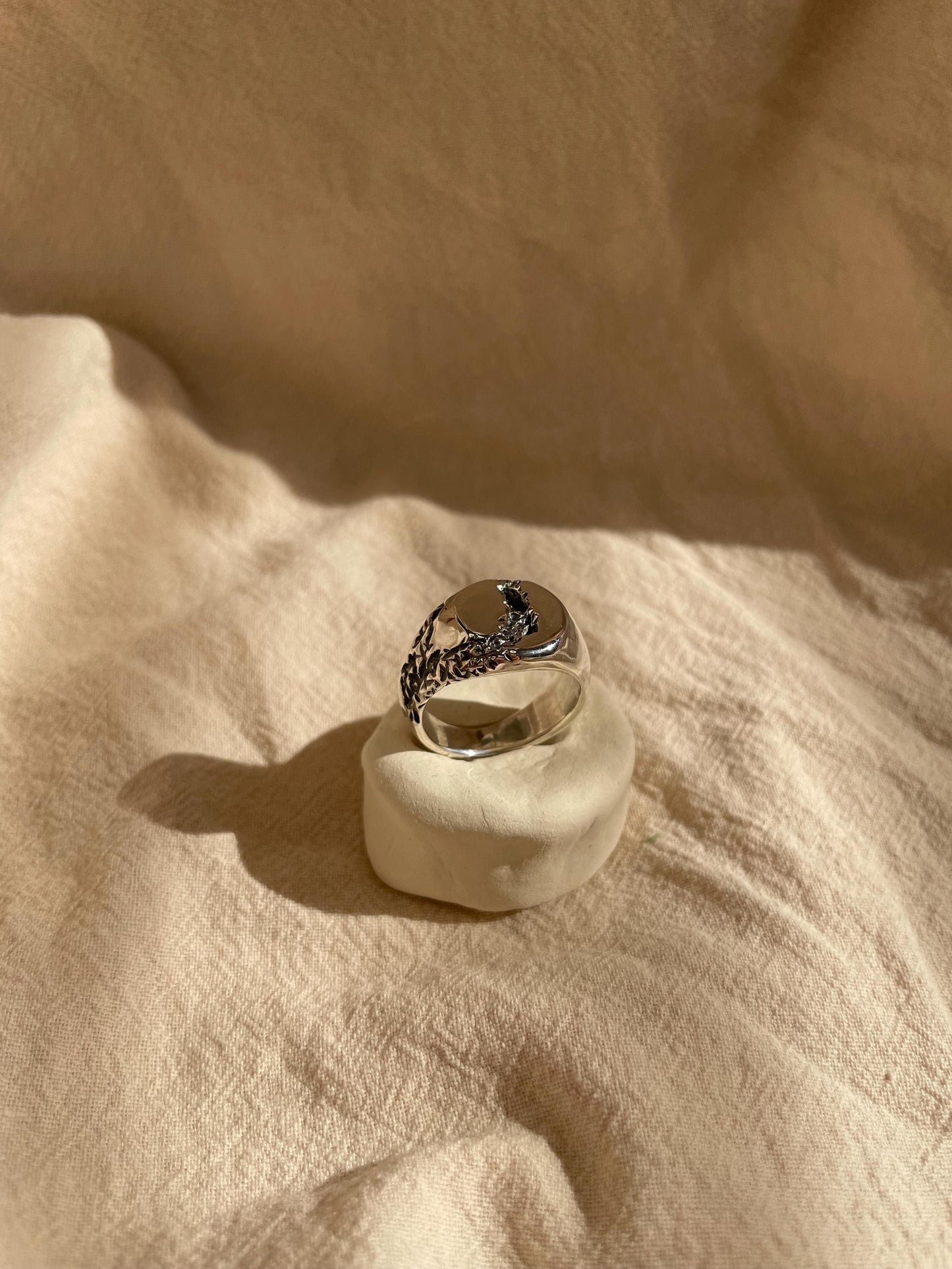 Earthquake Signet Ring – Handmade Sterling Silver Textured Ring | Brutalist Artisan Jewellery UK