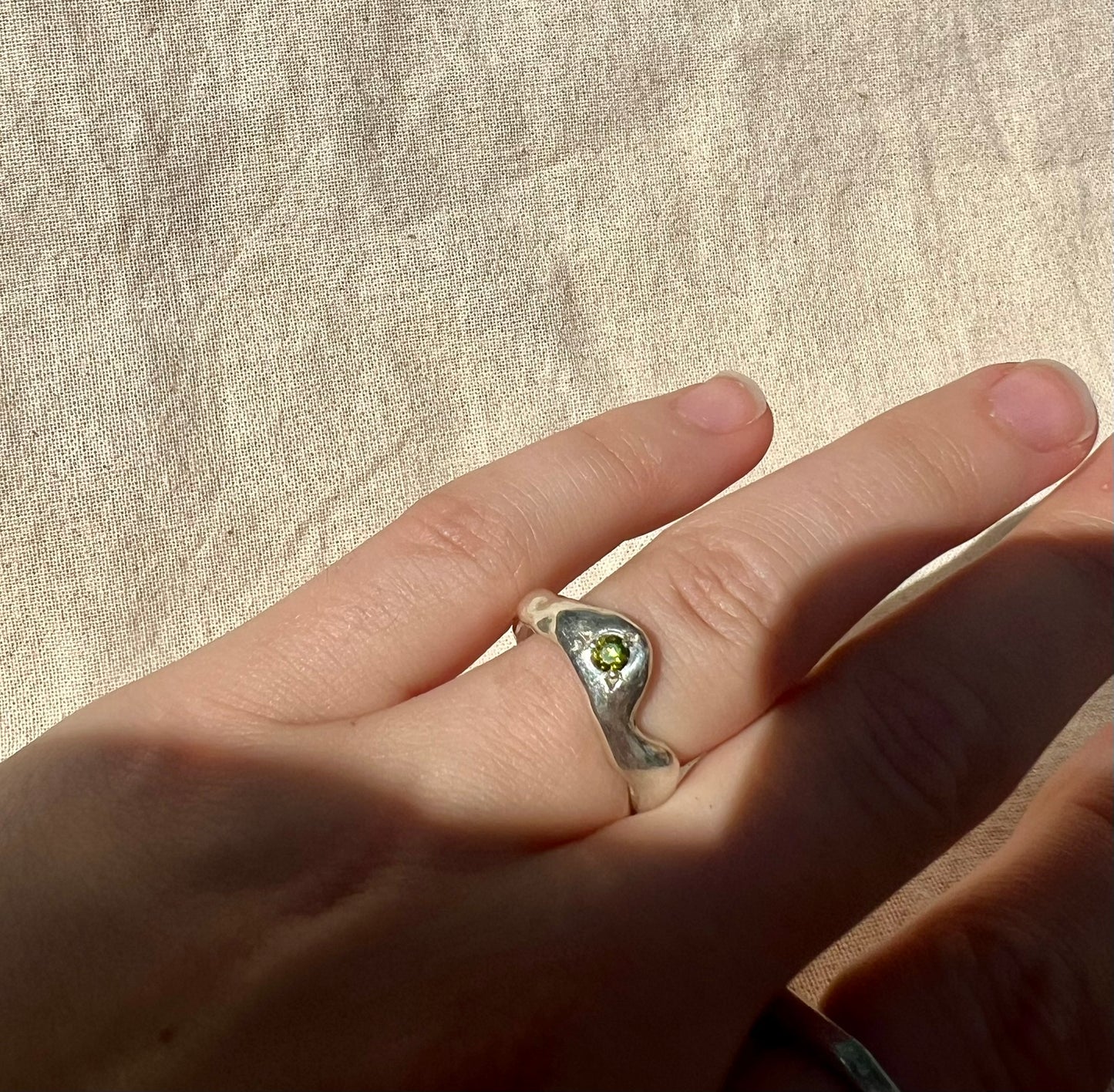 Organic Wave with Olive Green CZ