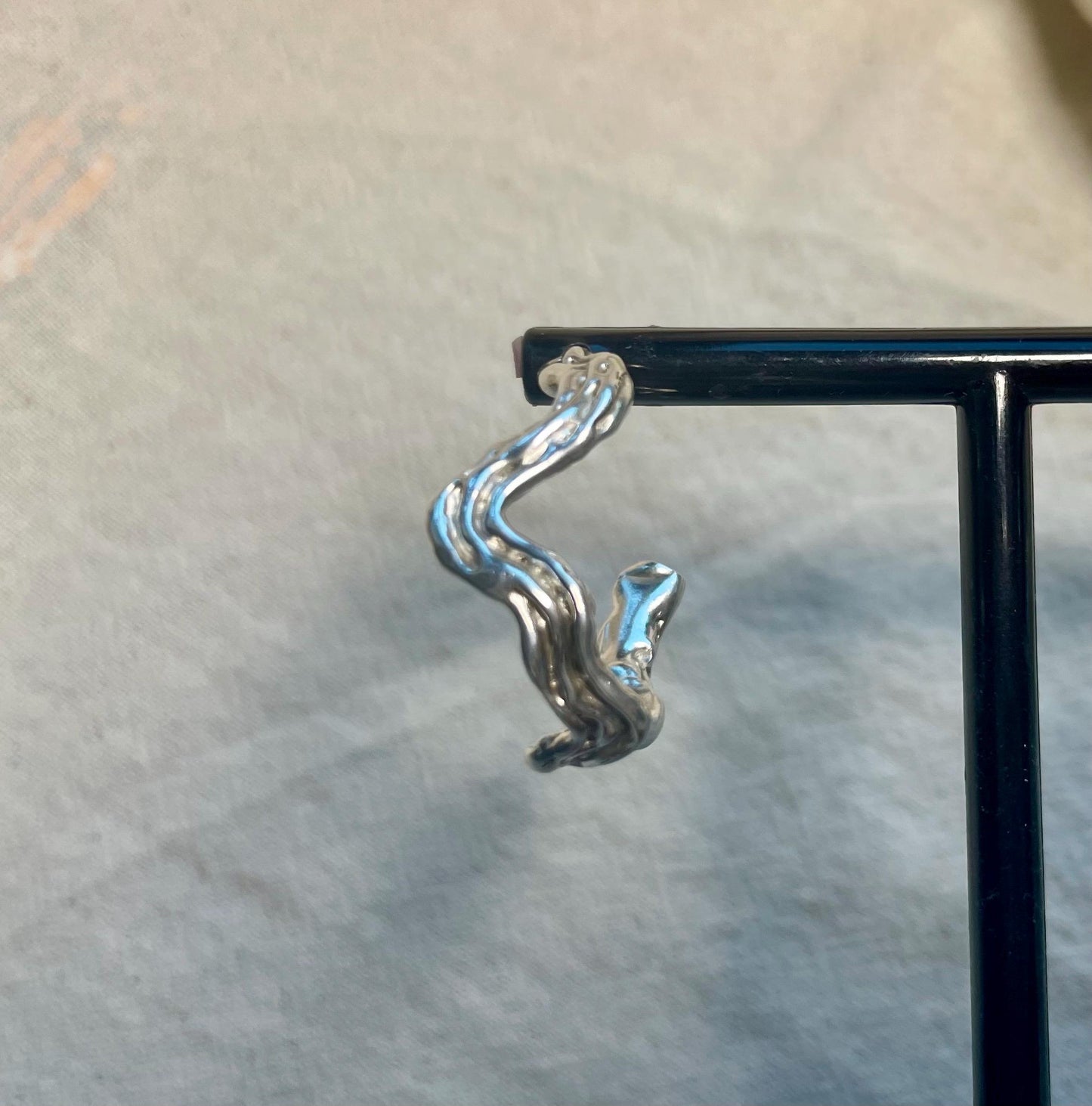 Organic Silver Hoop Earrings – Handmade Textured 925 Sterling Silver | Sculptural Modern Jewellery UK