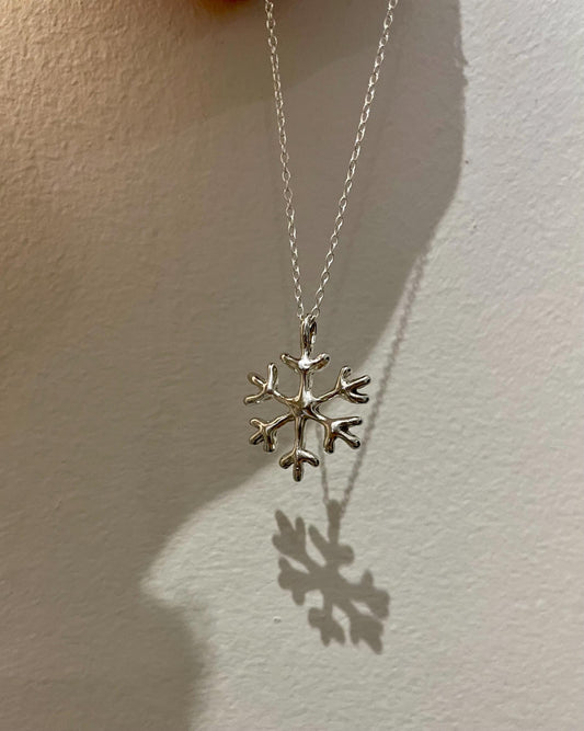 Snowflake Silver Necklace – Delicate Sterling Pendant | Winter Handmade Gift