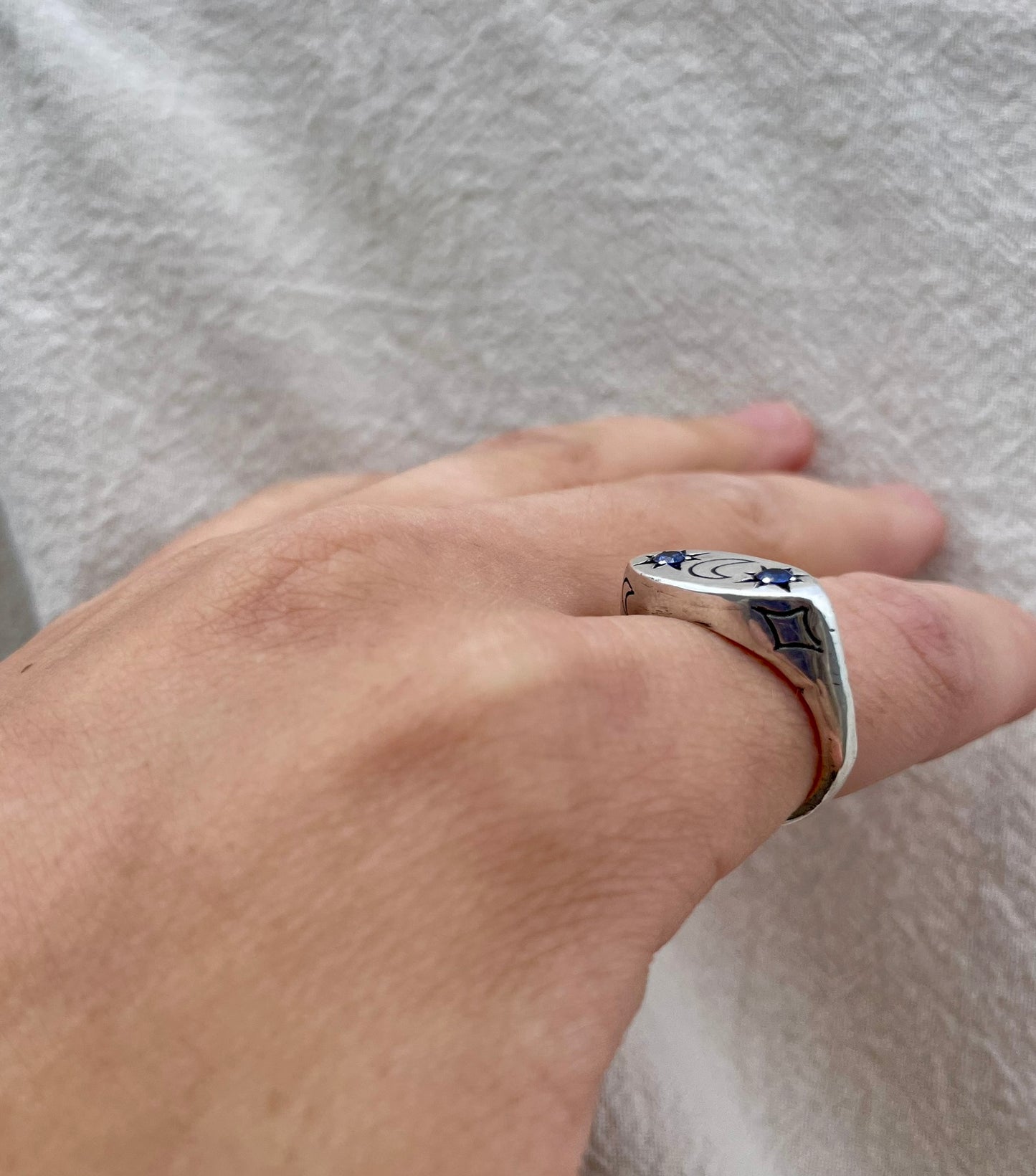 Galaxy Signet Ring - Sterling Silver - Handmade