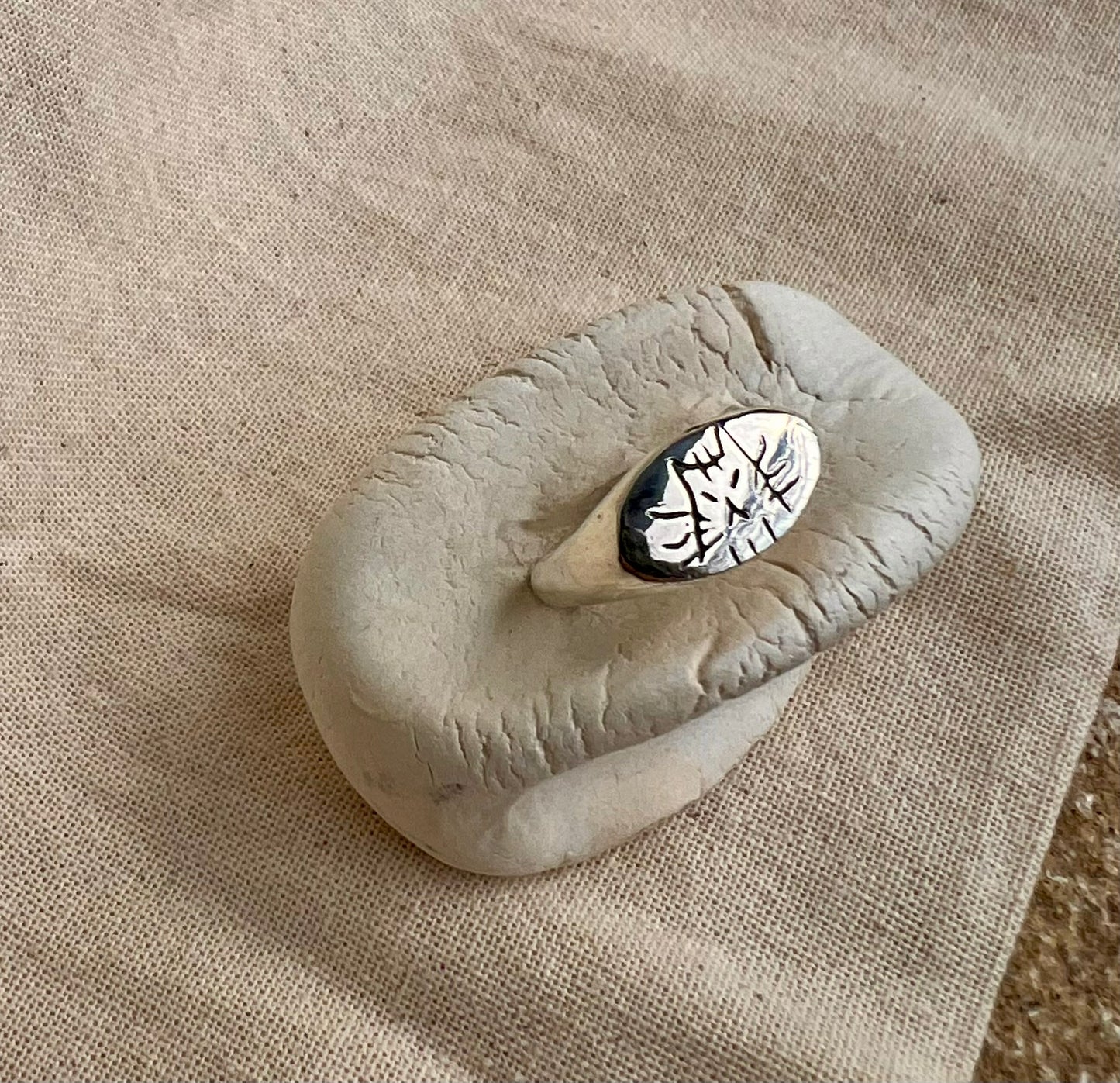Upset Kitty Signet Ring - Handmade in Sterling Silver - One of a Kind