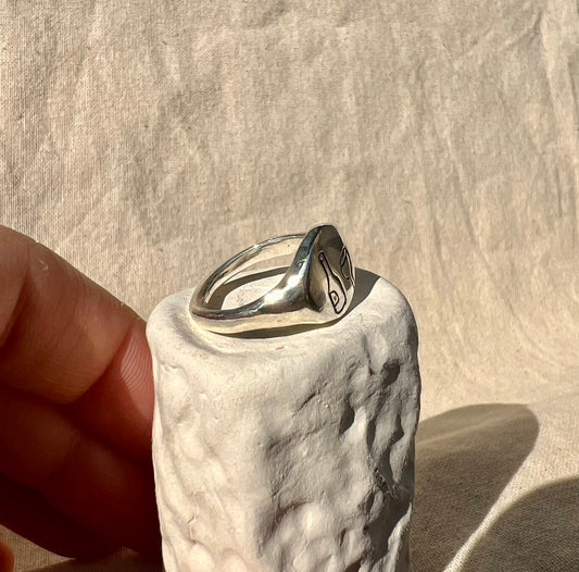 Wine Night Signet Ring - Handmade - One of a Kind