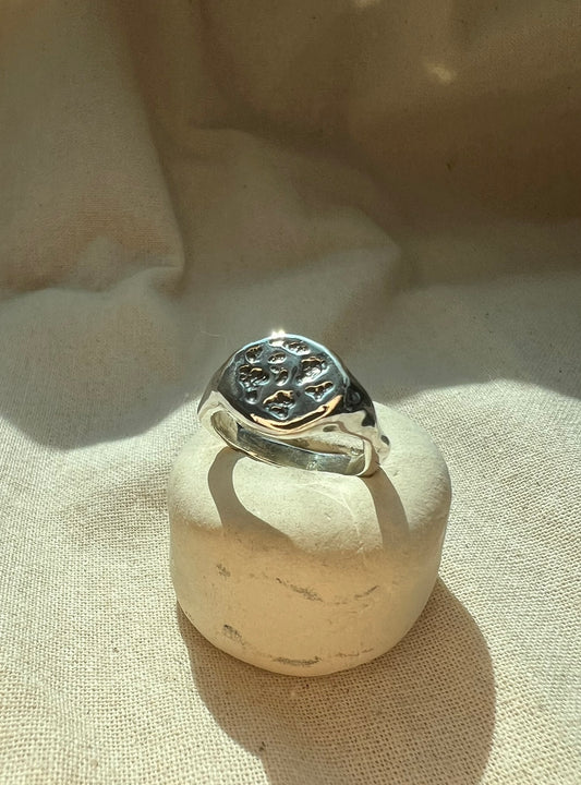 Organic Silver Signet Ring – Unisex Handmade Sterling Ring | Textured Artisan Jewellery UK
