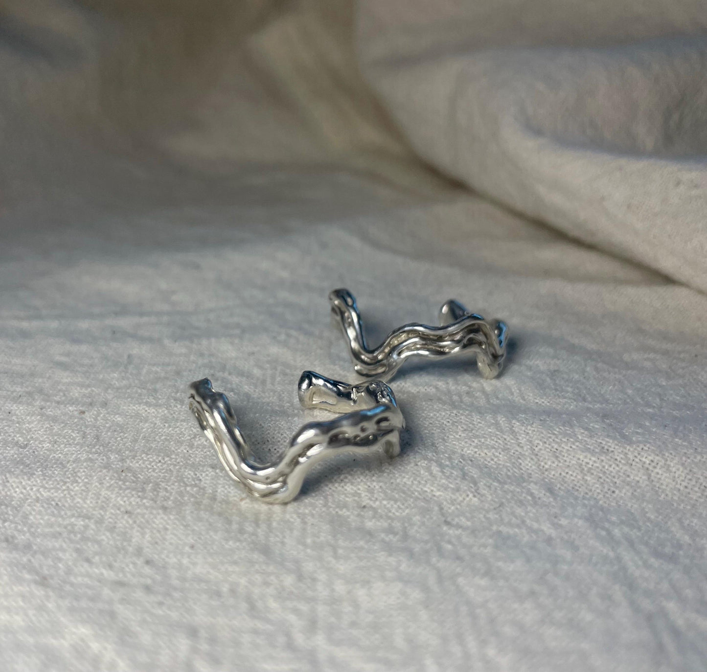 Organic Silver Hoop Earrings – Handmade Textured 925 Sterling Silver | Sculptural Modern Jewellery UK