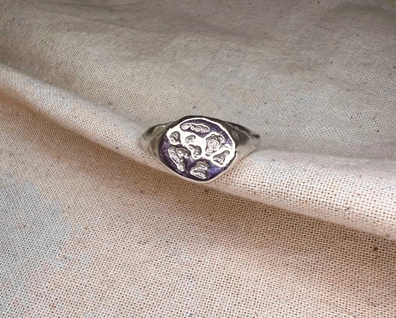Organic Silver Signet Ring – Unisex Handmade Sterling Ring | Textured Artisan Jewellery UK