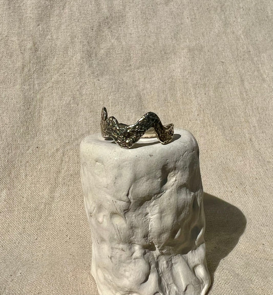 Textured Silver Band – Handmade Dune-Inspired Organic Ring | Unisex Minimalist Jewellery UK