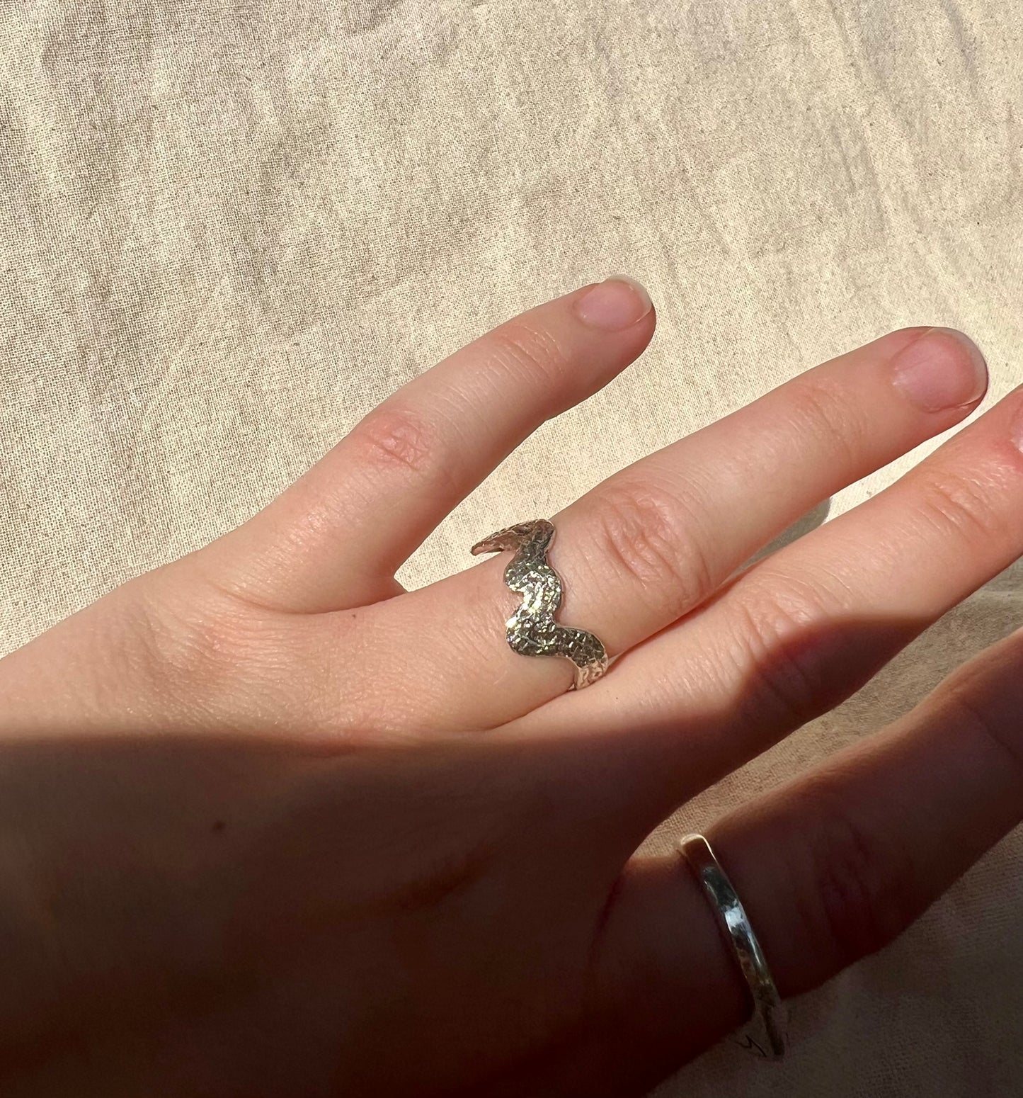 Textured Silver Band – Handmade Dune-Inspired Organic Ring | Unisex Minimalist Jewellery UK