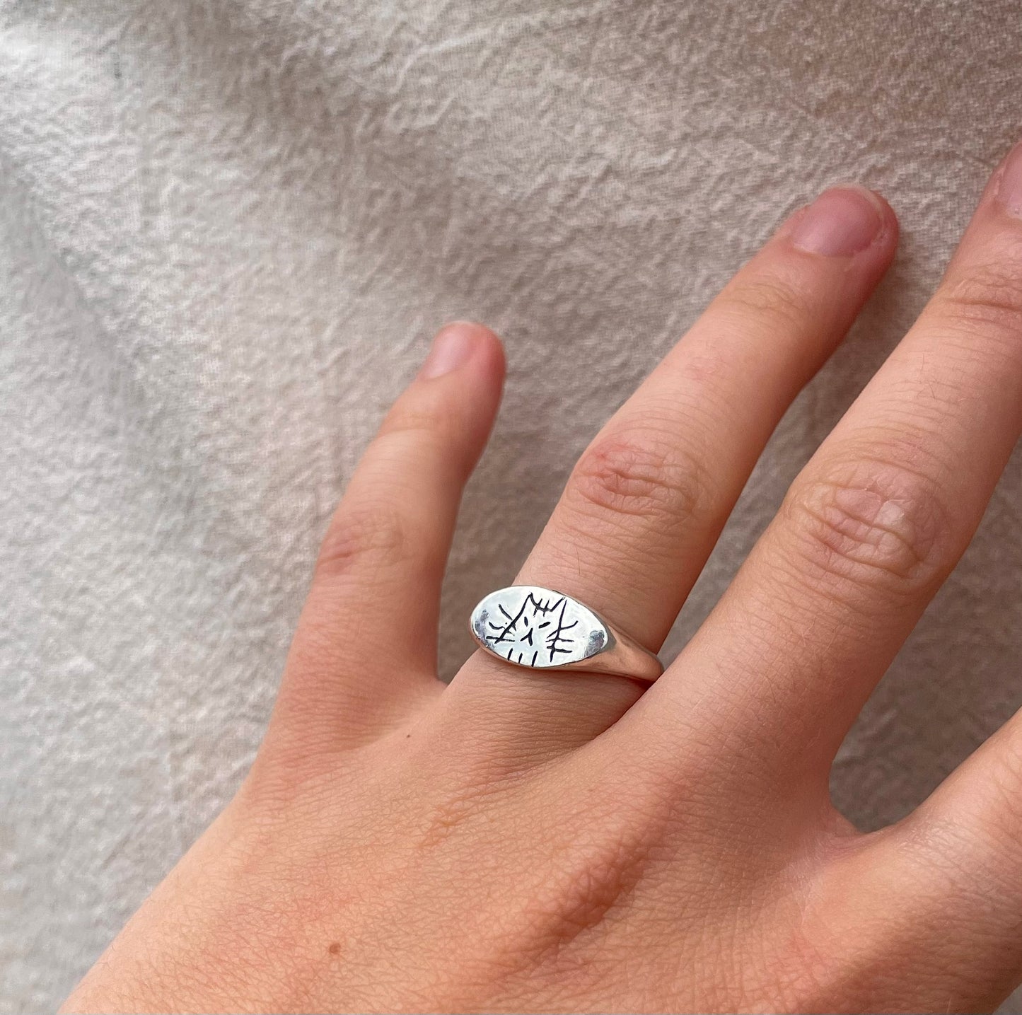 Upset Kitty Signet Ring - Handmade in Sterling Silver - One of a Kind