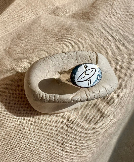 Surfer Signet Ring - Handmade in Silver - One of a Kind