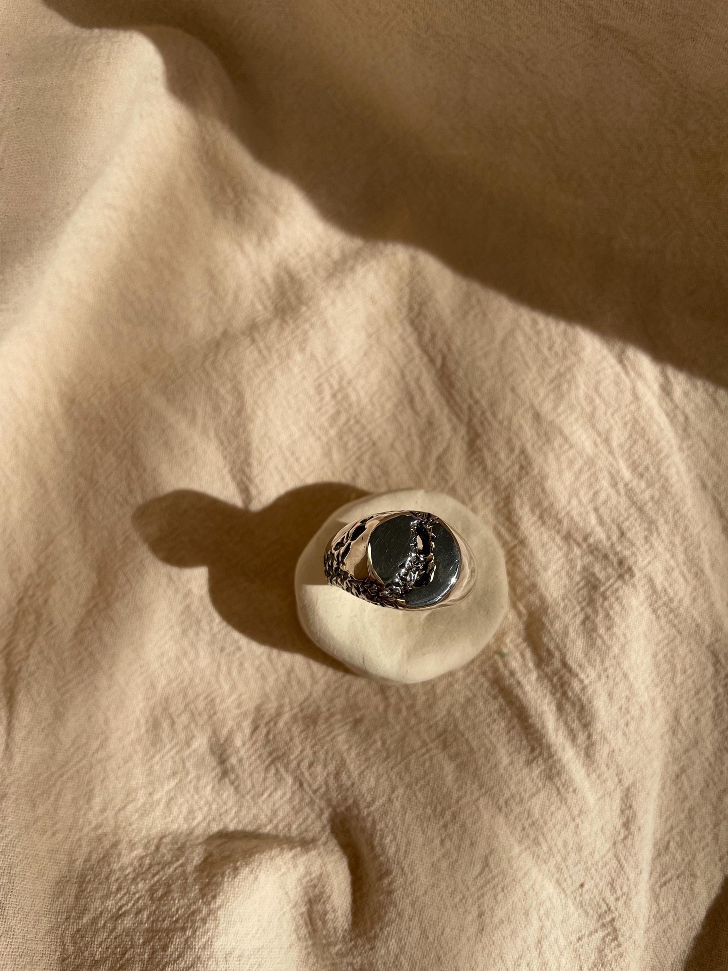 Earthquake Signet Ring – Handmade Sterling Silver Textured Ring | Brutalist Artisan Jewellery UK