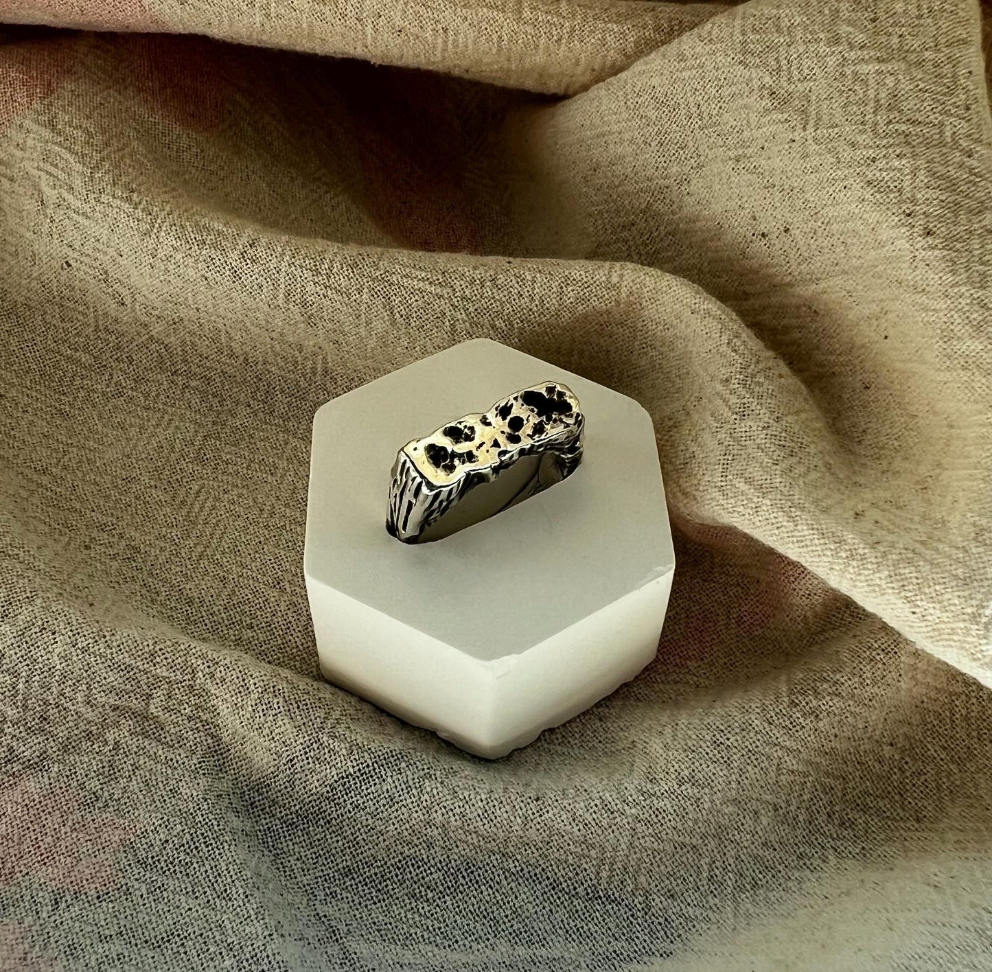 Organic Signet Ring Unisex– Handmade Sterling Silver Textured Ring | Artisan Statement Jewellery