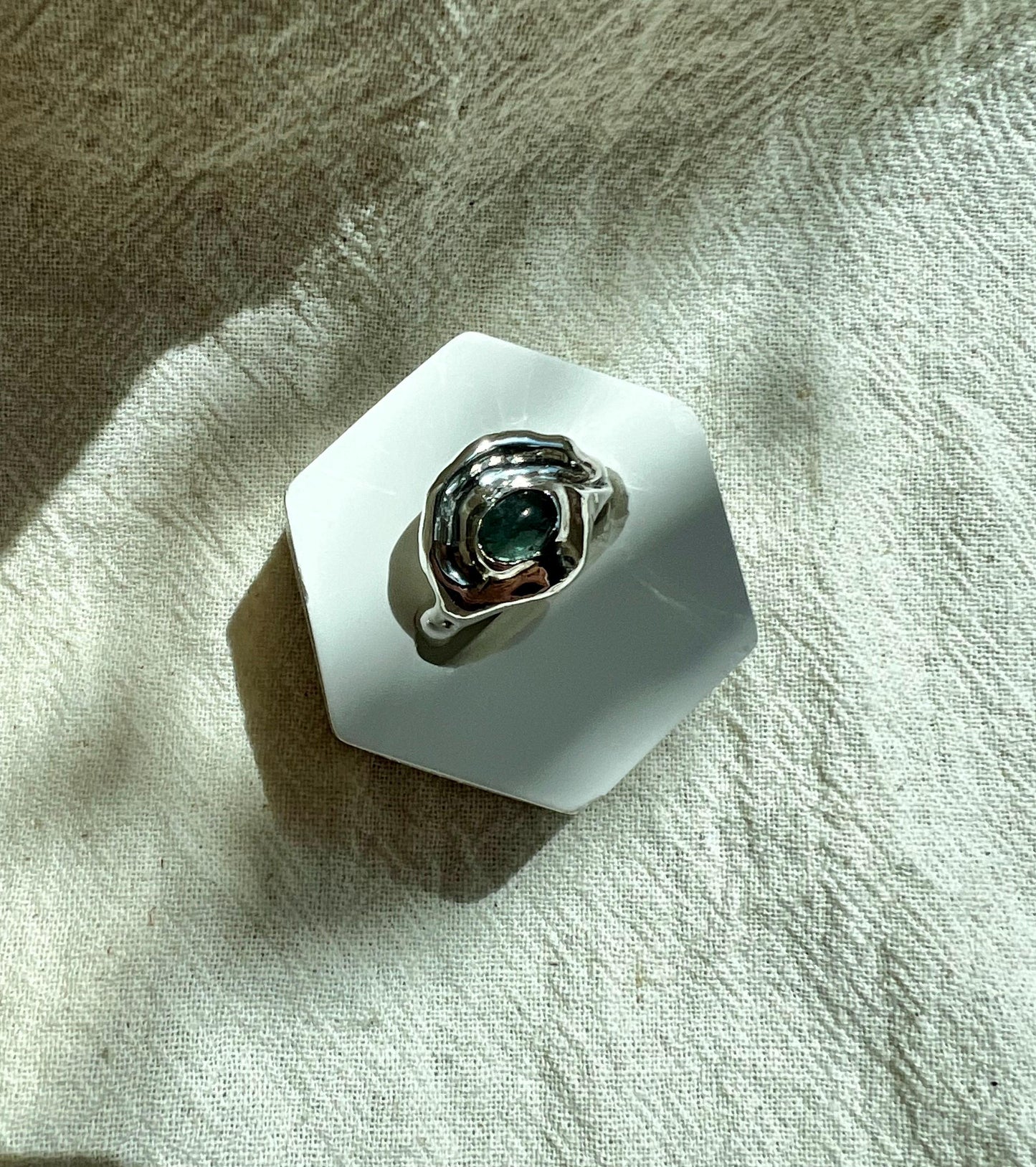 Blue Eye Silver Ring – Handmade Sterling Silver with Tourmaline | One of a Kind