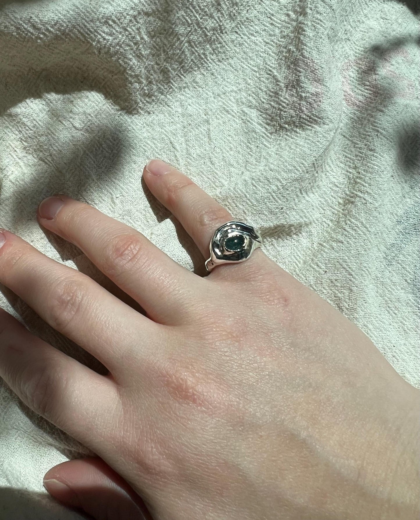 Blue Eye Silver Ring – Handmade Sterling Silver with Tourmaline | One of a Kind