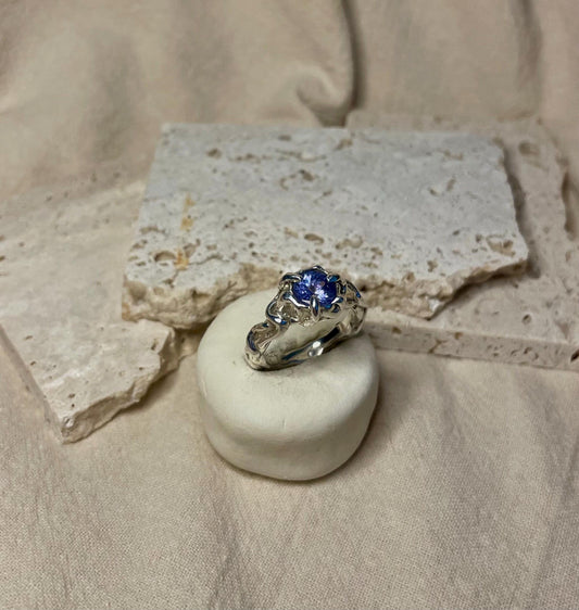 Handmade Sterling Silver Tanzanite Ring – Organic Design, December Birthstone